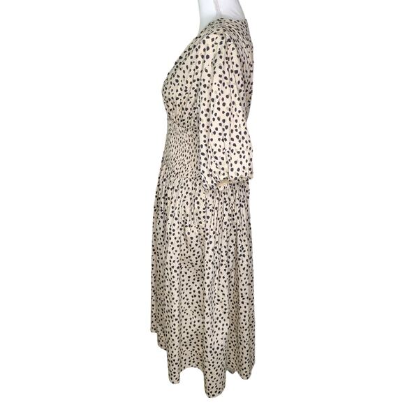 AYR The Extra Extra Soft Spot Animal Leopard Print Smocked Midi Dress - Picture 4 of 9